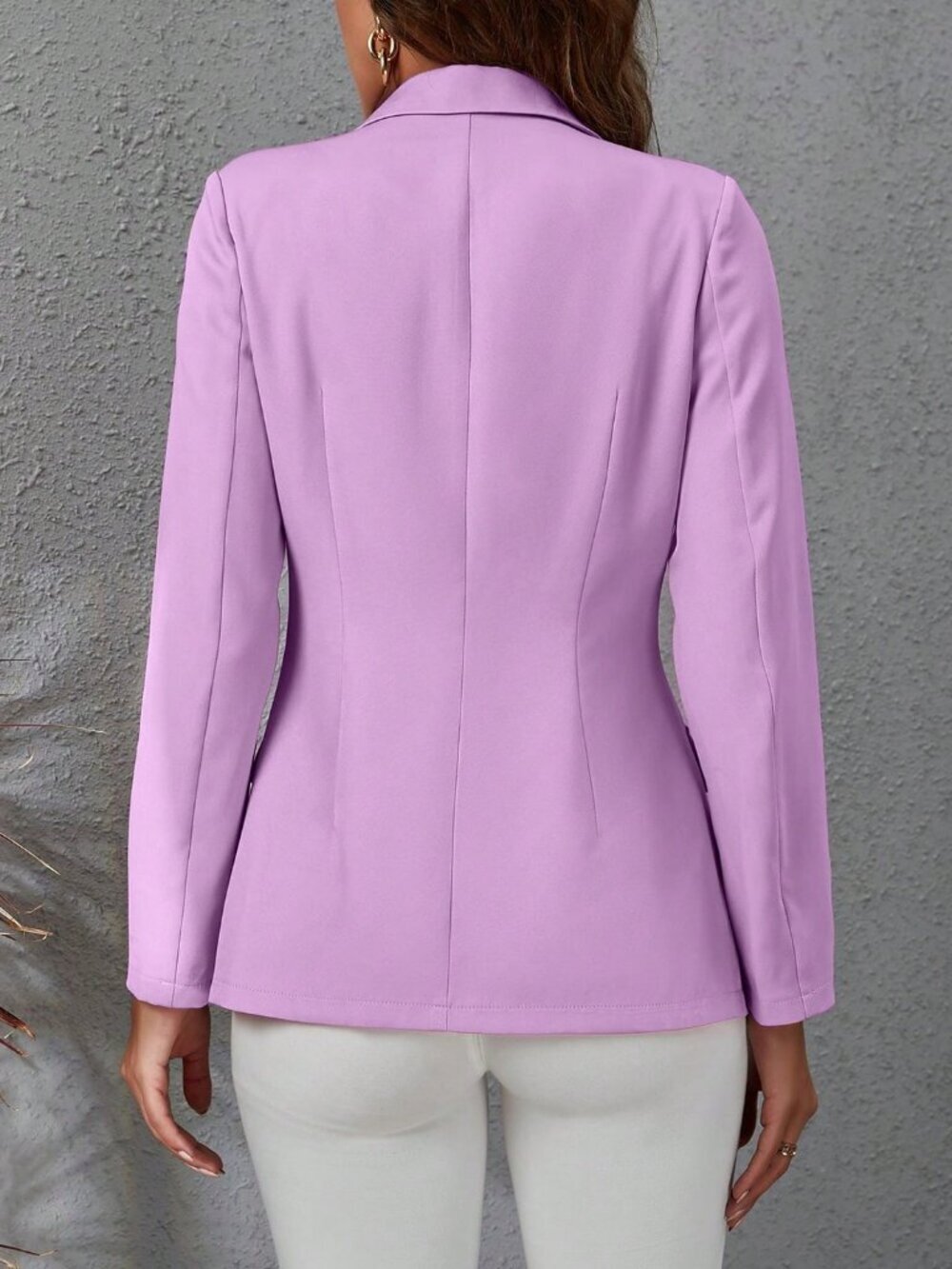 Purple Elegant Women's Casual Single Breasted Blazer - Picture 2 of 6